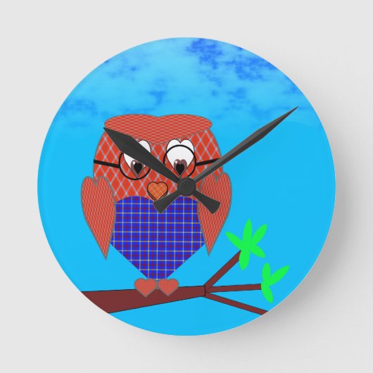 Tartan und Herz Runde Wanduhr (Vorderseite)