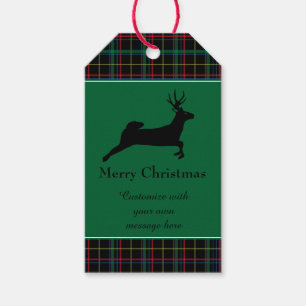 Tartan und Reindeer Weihnachten Geschenkanhänger