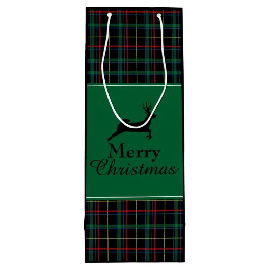 Tartan und Reindeer Weihnachten Geschenktüte Für Weinflaschen (Rückseite)