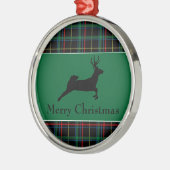 Tartan und Reindeer Weihnachten Ornament Aus Metall (Links)