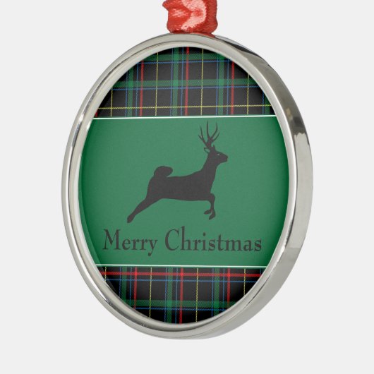 Tartan und Reindeer Weihnachten Ornament Aus Metall (Links)