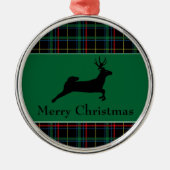 Tartan und Reindeer Weihnachten Ornament Aus Metall (Vorne)