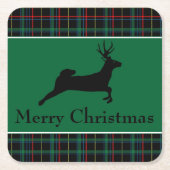 Tartan und Reindeer Weihnachten Rechteckiger Pappuntersetzer (Vorderseite)