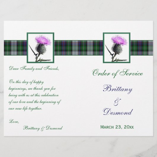 Tartan und Thistle Order of Service Linen Cover (Vorderseite)