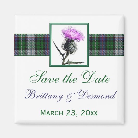 Tartan und Thistle Wedding Speichern Sie das Date  Magnet (Vorne)