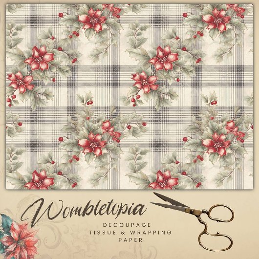 Tartan, Vintag, Decoupage Seidenpapier