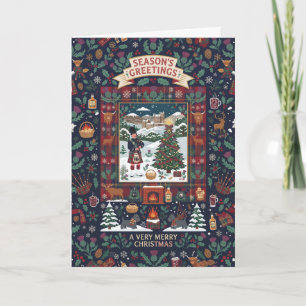 Tartan-Volkskunst-Weihnachtsgrüße Weihnachtskarte Karte
