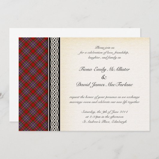 Tartan Wedding Einladung (Vorne/Hinten)