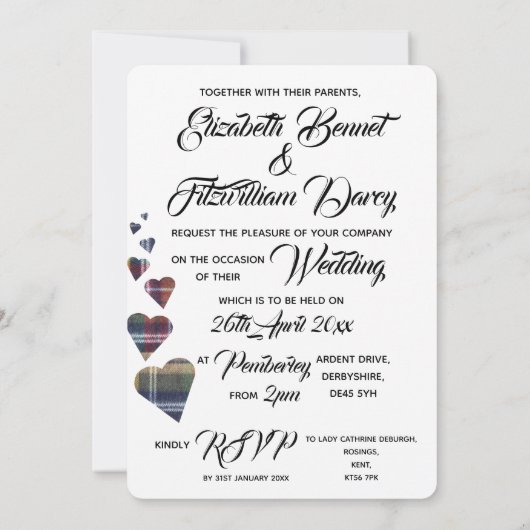 Tartan Wedding Einladung (Rückseite)