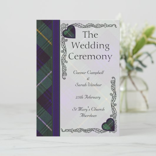 Tartan Wedding Program - Campbell of Argyll Programm (Stehend Vorderseite)