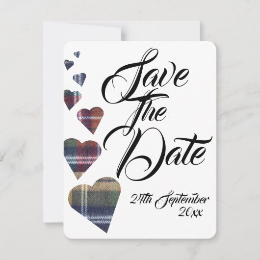 Tartan Wedding speichert das Datum Einladung (Vorderseite)