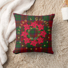 Tartan Weihnachts-Saison Gruß Poinsettia Kissen