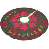 Tartan Weihnachts-Saison Gruß Poinsettia Polyester Weihnachtsbaumdecke (Schrägansicht)