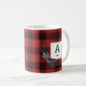 Tartan Weihnachtsgrün Monogram Kaffeetasse (VorderseiteRechts)