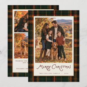 Tartan-Weihnachtsgruß für die Familie im Herbst Feiertagskarte