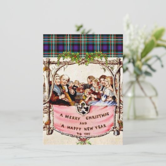 Tartan Weihnachtskarte oder Einladung (Stehend Vorderseite)