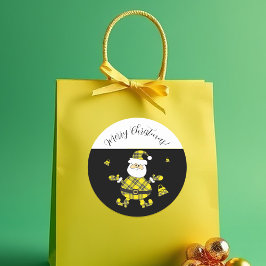 Tartan-Weihnachtsmann in leuchtender Farbe mit Pur Runder Aufkleber