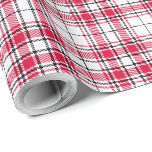 Tartan - weiß-rot-schwarz geschenkpapier (Rolleneckpunkt)