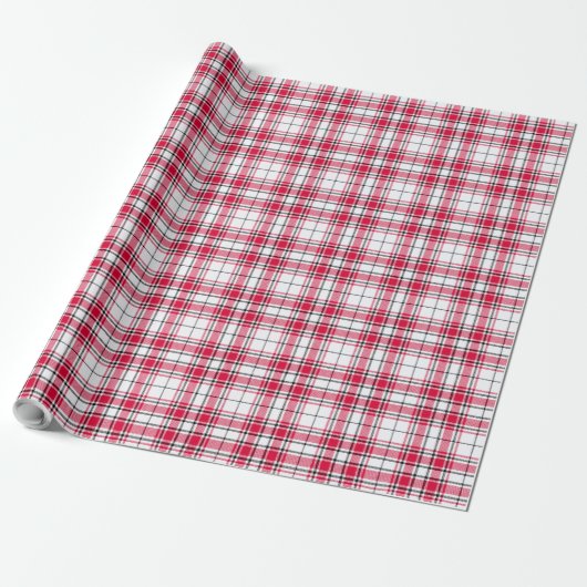 Tartan - weiß-rot-schwarz geschenkpapier (Ungerollt)