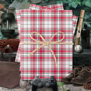 Tartan - weiß-rot-schwarz geschenkpapier set