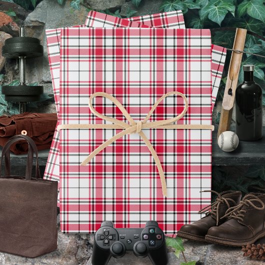 Tartan - weiß-rot-schwarz geschenkpapier set