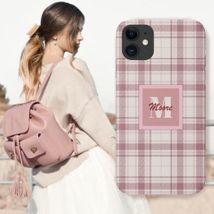 Tartan - weißer Zement mit rosafarbenem Hues Case-Mate iPhone Hülle