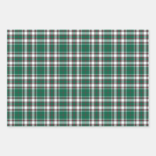 Tartan - Weißes Rot und Grün Geschenkpapier Set (Vorderseite 3)
