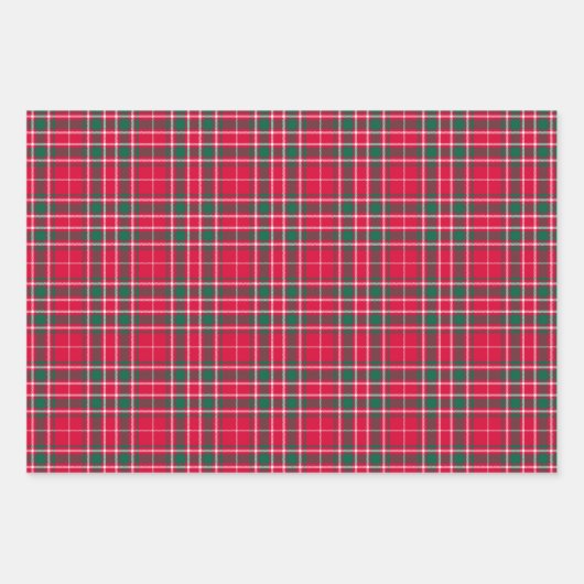 Tartan - Weißes Rot und Grün Geschenkpapier Set (Vorderseite 2)