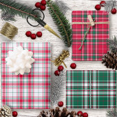 Tartan - Weißes Rot und Grün Geschenkpapier Set