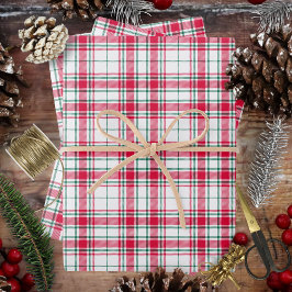 Tartan - Weißrot und Grün Geschenkpapier Set