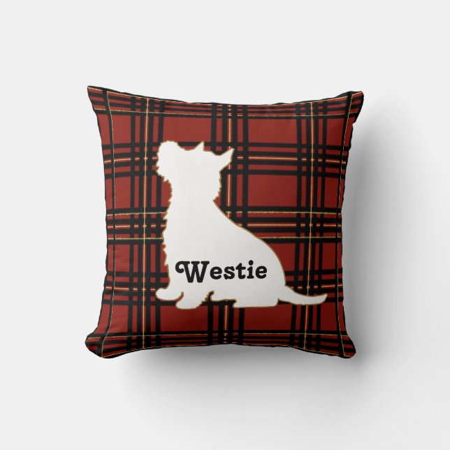 Tartan Westie Kissen (Vorderseite)