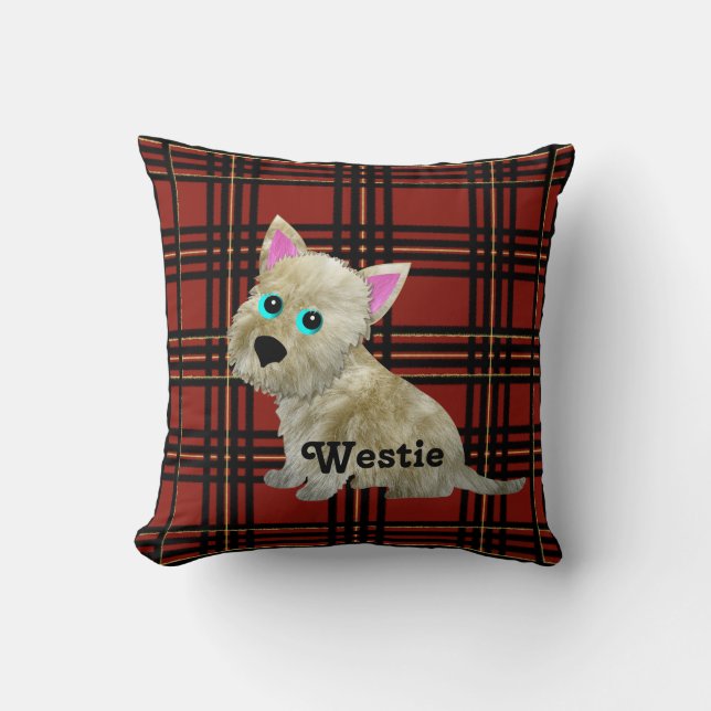 Tartan Westie Kissen (Vorderseite)