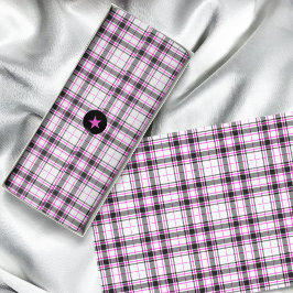 Tartan - White Black Hot Pink Seidenpapier