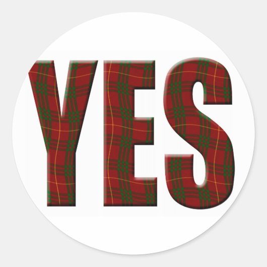 Tartan Yes Runder Aufkleber (Vorderseite)