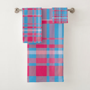 Tartanblau und -ROT Badhandtuch Set