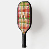 Tartantextur monogrammierter Name Pickleball Schläger (Links)