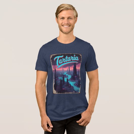 Tartaria Mud Flood Cyberpunk Vintag Tri-Blend Shirt (Vorderseite voll)
