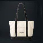 Tasche<br><div class="desc">Totbeutel in Schwarz/Natur mit Text; Bridesmaid.
Passen Sie dieses Objekt an oder kaufen Sie es wie es ist.</div>