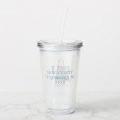 Tasche am Strand zwischen blau und weiß Streifen Acryltrinkbecher (Rückseite)