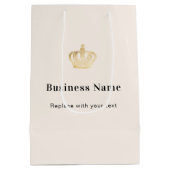 Tasche aus beigem Kronenpapier Mittlere Geschenktüte (Rückseite)