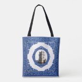 Tasche aus Leinen mit Azulejo-Muster und Initiale (Rückseite)