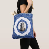 Tasche aus Leinen mit Azulejo-Muster und Initiale (Von Nahem)