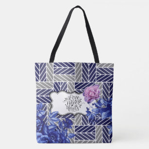 Tasche Blau/Graue Geometrische Blumenmodekamera