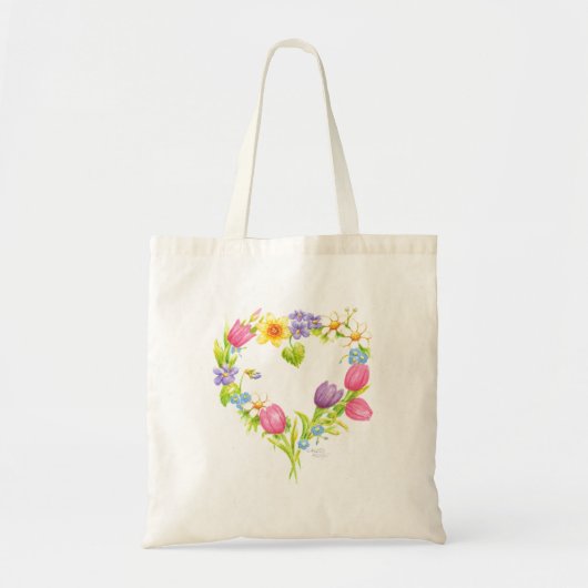 Tasche Blume Wasserfarbenes Herzkranz (Vorne)
