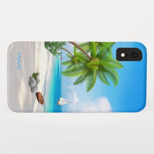 Tasche: Caribbean Beach mit/Name Case-Mate iPhone Hülle (Rückseite (Horizontal))