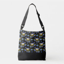 TASCHE CROSSBODY BIRD BLUEBERRY WHIMSICAL BLACK
