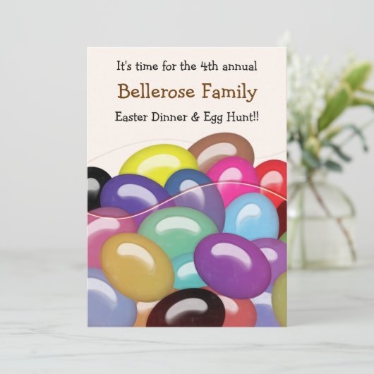 Tasche der Geleebonbon-Osterei-Jagd-Einladung Einladung (Stehend Vorderseite)