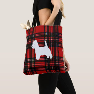 Tasche der karierten Leinwand mit Westie