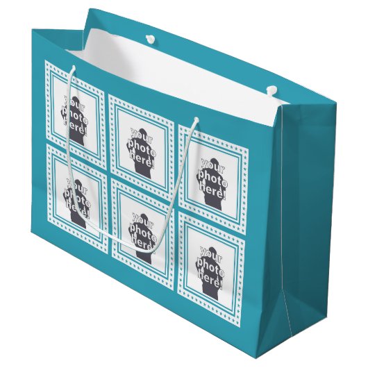 Tasche des KUNDENSPEZIFISCHEN FOTO-, TEXT- u. Große Geschenktüte (Vorderseite Schrägansicht)