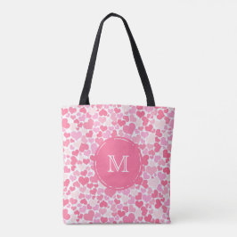 Tasche des rosa Herz-Muster-Monogramms